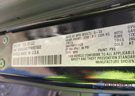 2023 Jeep Wrangler 2-Door Sport 4X4 z USA, uszkodzony, nr VIN 1C4HJXAG7PW687683